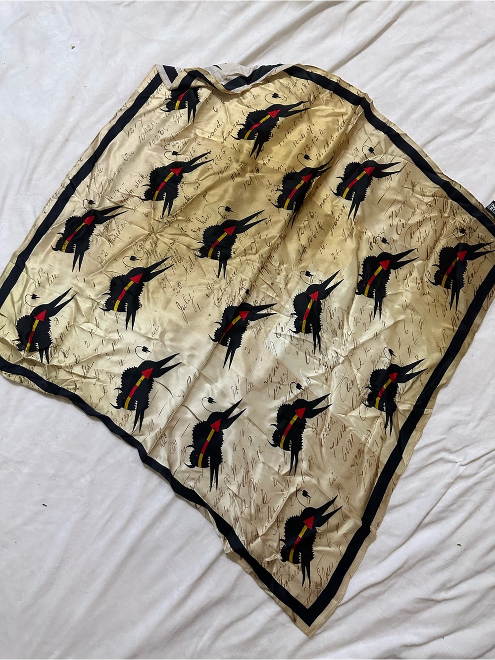 Silk Square Scarf with Black & Red buffalo